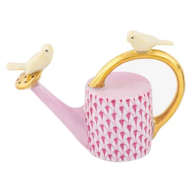 Watering Can With Birds Raspberry 3.25 in L X 1.25 in W X 2.5 in H