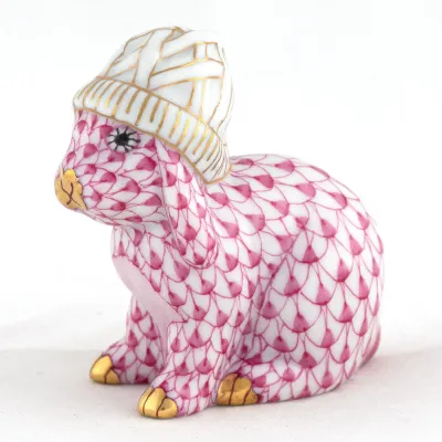 Bunny With Winter Hat Raspberry 2 in L X 1 in W X 2 in H