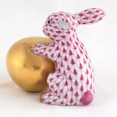 Bunny With Egg Raspberry 2.5 in L X 1.75 in W X 2.25 in H