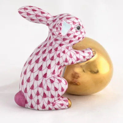 Bunny With Egg Raspberry 2.5 in L X 1.75 in W X 2.25 in H