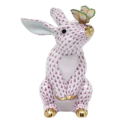 Bunny With Butterfly Raspberry 4.5 in L X 6.5 in H