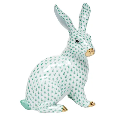Large Sitting Bunny Green 5.75 in L X 7.25 in H