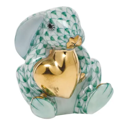 Bunny With Heart Green 1.5 In L X 2 In H