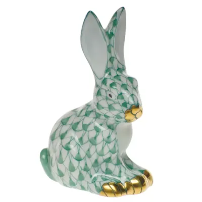 Miniature Sitting Rabbit Green 1.5 in L X 2 in H