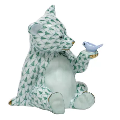 Bear With Bird Green 2.25 in L X 2.75 in H