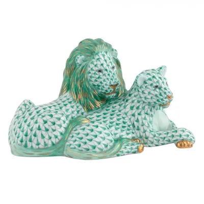 Lion And Lioness Green 5.25 in L X 6.25 in W X 3.25 in H