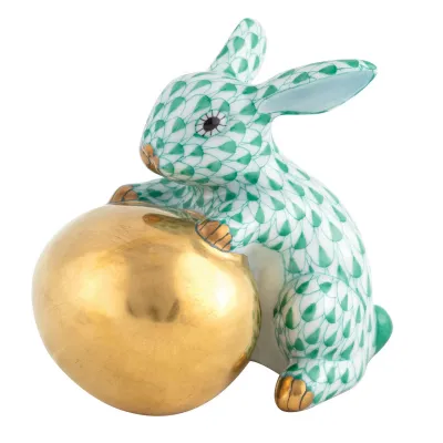 Bunny With Egg Green 2.5 in L X 1.75 in W X 2.25 in H
