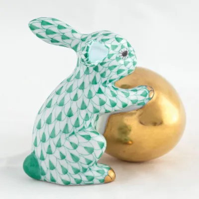 Bunny With Egg Green 2.5 in L X 1.75 in W X 2.25 in H