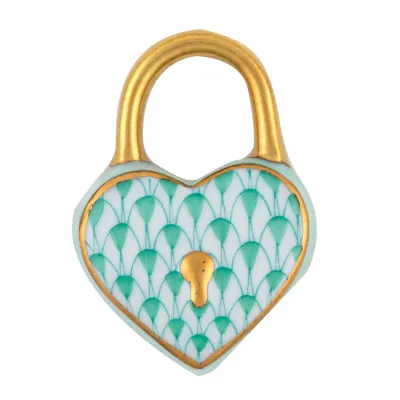 Heart Lock Green 1.25 in L X 1.75 in W X 0.25 in H