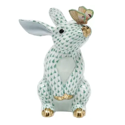Bunny With Butterfly Green 4.5 in L X 6.5 in H