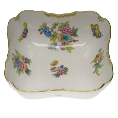 Queen Victoria Multicolor Square Salad Bowl 10 in Sq