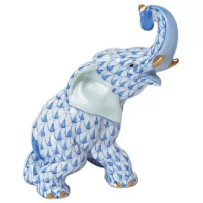 Joyful Elephant Blue 3.5 in H