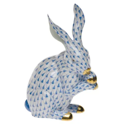 Medium Bunny With Paws Up Blue 6 in H