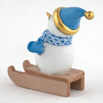 Sledding Snowman Blue