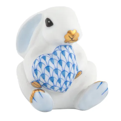 Bunny With Heart White/Blue 1.5 in L X 2 in H