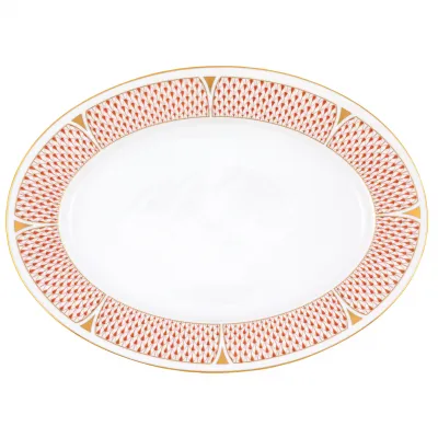 Art Deco Rust Oval Platter 15 in L X 11 in W