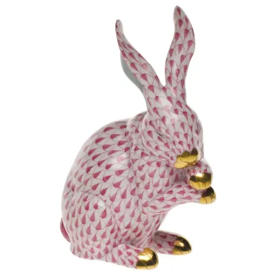 Medium Bunny With Paws Up Raspberry 6 in H
