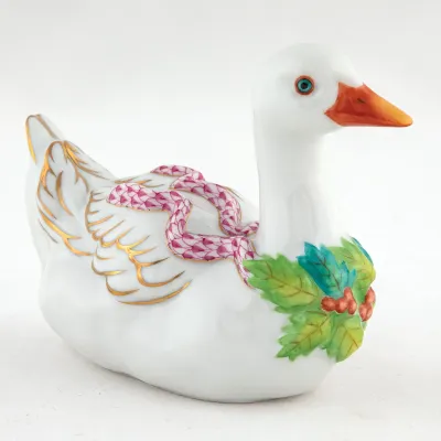 Christmas Goose Raspberry 5.25 in L X 2.25 in W X 4 in H