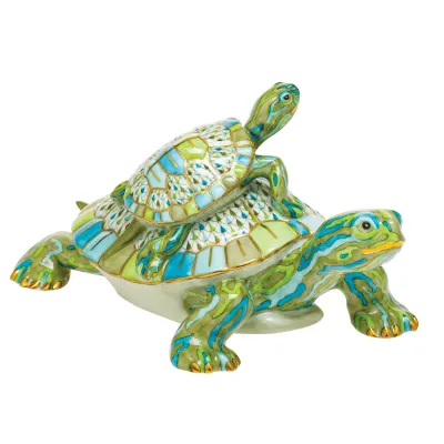 Pair Of Turtles Multicolor 3.7 in H X 8.5 in L X 4.5 in W