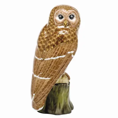 Brown Barred Owl Multicolor 3.25 in L X 7.5 in H