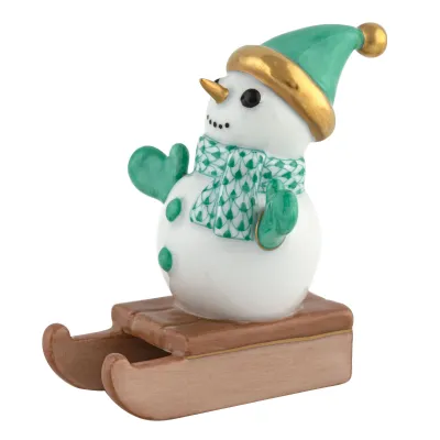 Sledding Snowman Green