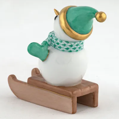 Sledding Snowman Green