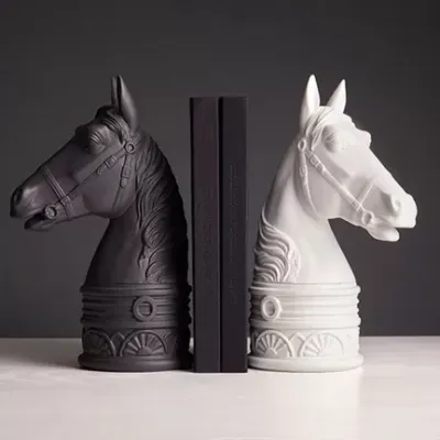 Horse Bookend White 8 x 5.25 x 13" - 20 x 13 x 33cm