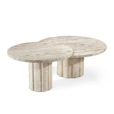 Amerigo Cocktail Table Set of Two, Travertine