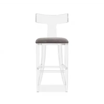 Tristan Klismos Bar Stool, Grey Velvet