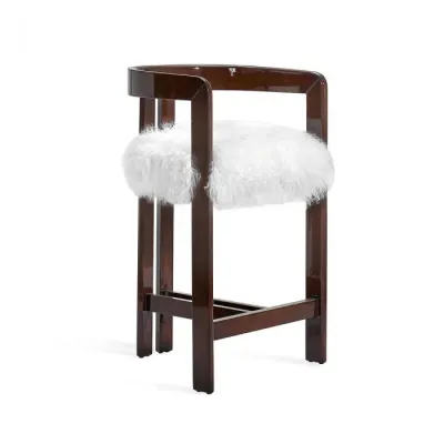 Burke Counter Stool, Walnut/ White
