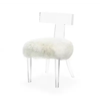 Tristan Klismos Chair, Ivory Sheepskin