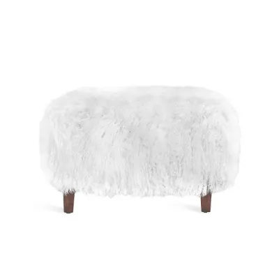 Royce Ottoman, Walnut/ White