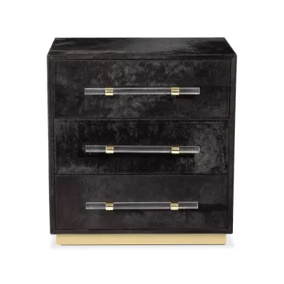 Cassian 3 Drawer Chest Black/ Brass