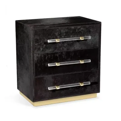 Cassian 3 Drawer Chest Black/ Brass