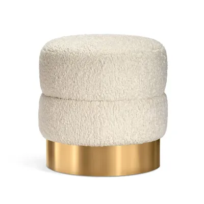 Charlize Stool, Faux Shearling/ Brass