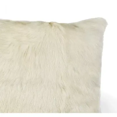 Goat Skin Square Pillow, Ivory