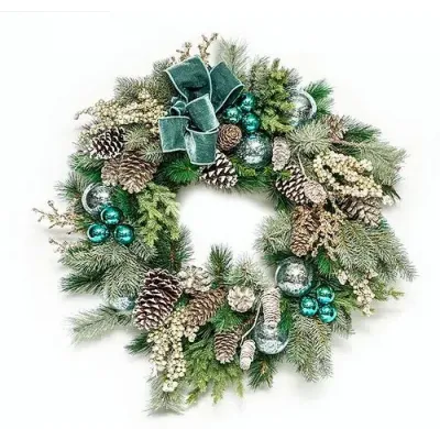 24" Frosted Blue Wreath