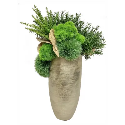 Moss, Rosemary, Mushroom in Medium Elliot Vase 20 x 18 x 24"