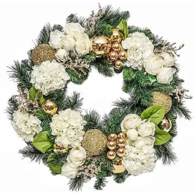 White/Ivory Rose/Hydrangea Wreath