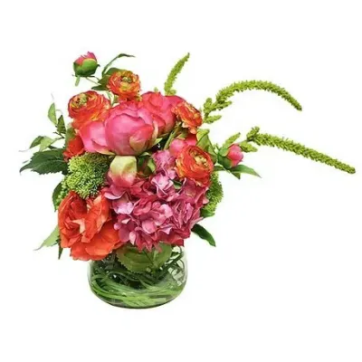 Glass Bowl With Bright Beauty Floral Mix