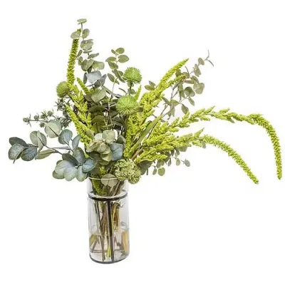 Iron/Glass With Mix Green Foliage