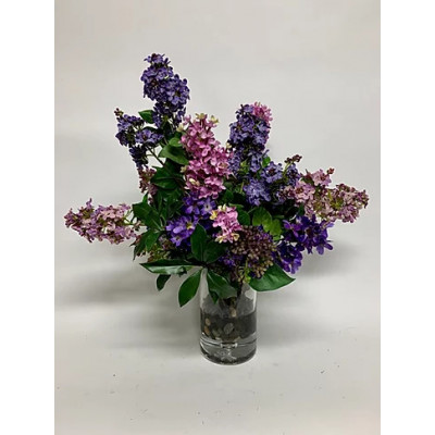 Purple Lilac Large Floral Glass