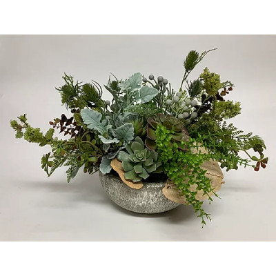Wild Succulent Forest Mix Bowl 26" x 17"