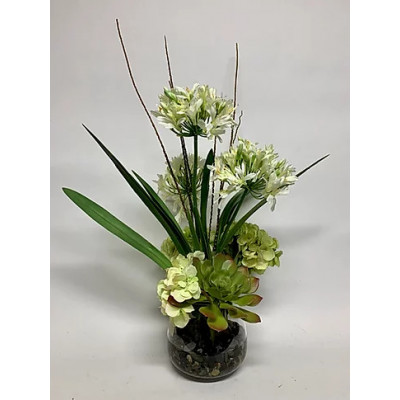 Agapanthus Hydrangea in Small Glass
