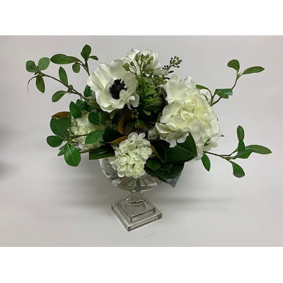 Hydrangea Anemone in Glass Urn