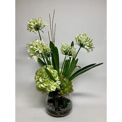 Agapanthus Hydrangea in Large Glass