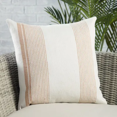 Jaipur Living Parque Indoor/ Outdoor Tan/ Ivory Striped Poly Fill Pillow 20 inch