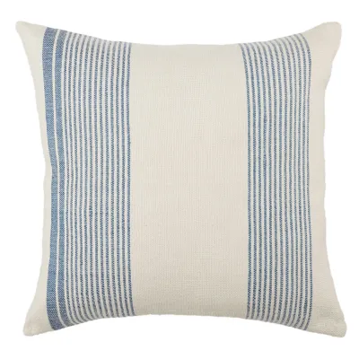 Jaipur Living Parque Indoor/ Outdoor Blue/ Ivory Striped Poly Fill Pillow 20 inch
