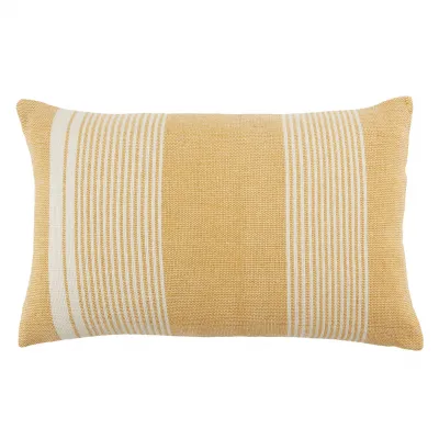 Jaipur Living Carinda Indoor/ Outdoor Gold/ Ivory Striped Poly Fill Lumbar Pillow 13X21