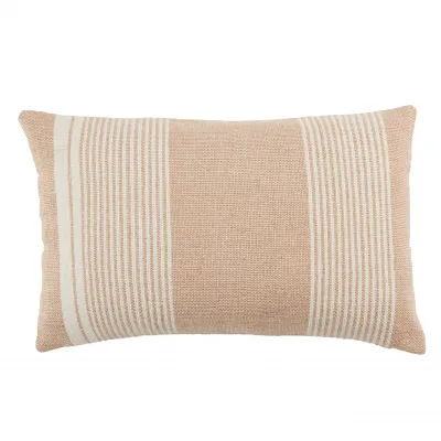 Jaipur Living Carinda Indoor/ Outdoor Tan/ Ivory Striped Poly Fill Lumbar Pillow 13X21